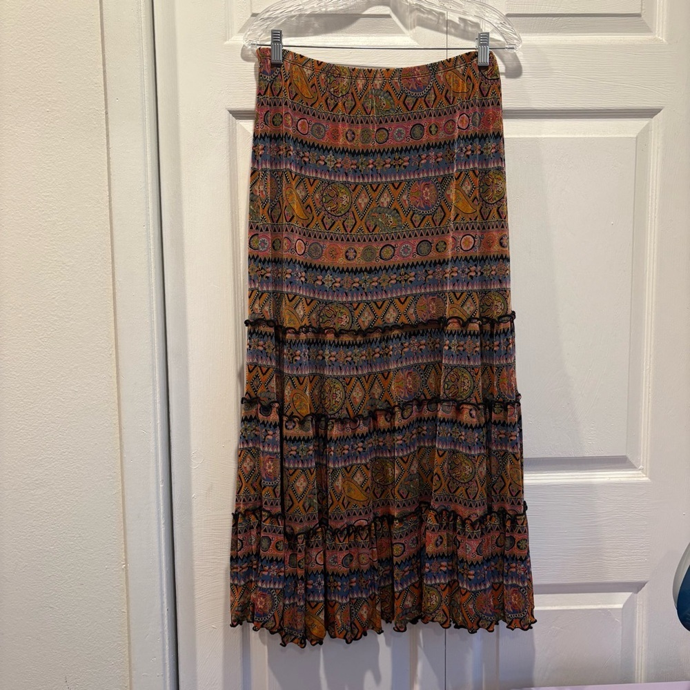Vintage Coldwater Creek Multicolor Patterned Maxi Skirt - Size Large